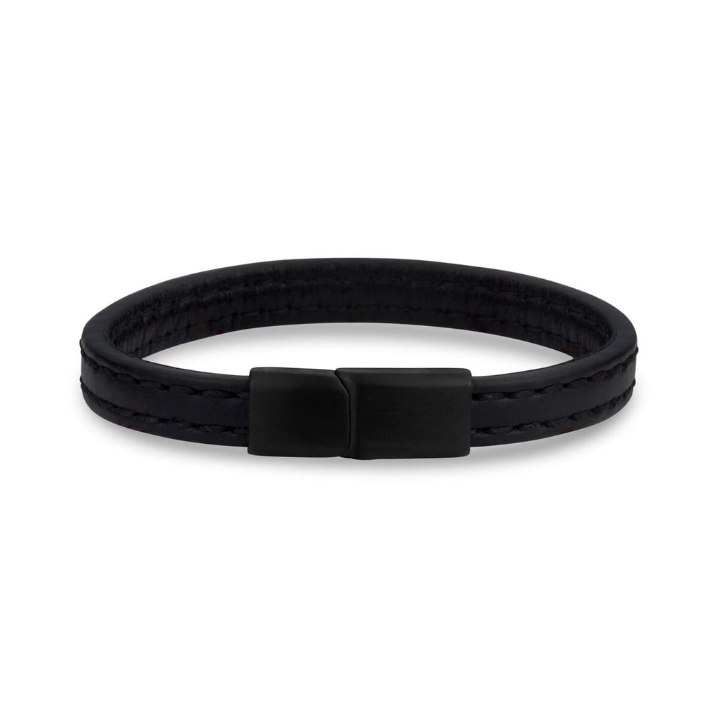 A.R.Z STEEL - 8MM BLACK LEATHER BRACELET – CABIN