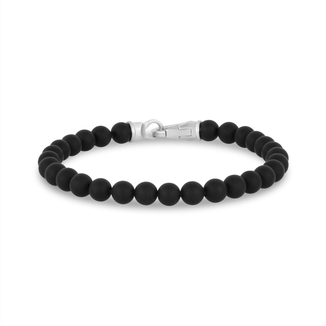 A.R.Z STEEL - 6MM MATTE BLACK ONYX BEAD BRACELET – CABIN